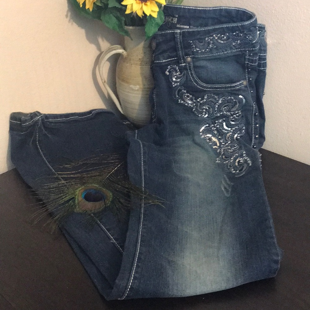 Montana Weat Trinity Ranch Boot Cut Sequence Jeans - Picture 1 of 8